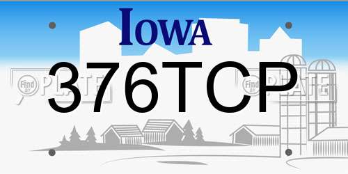 376TCP Iowa License Plate