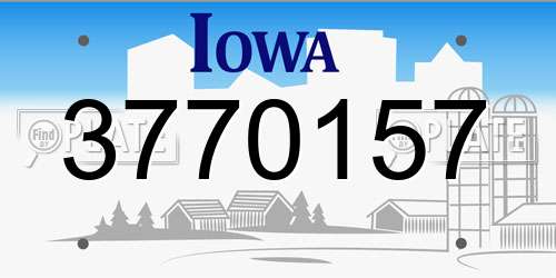 3770157 Iowa License Plate