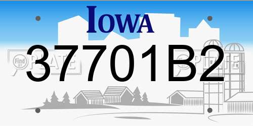 37701B2 Iowa License Plate