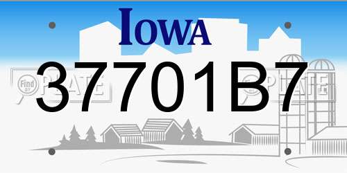 37701B7 Iowa License Plate