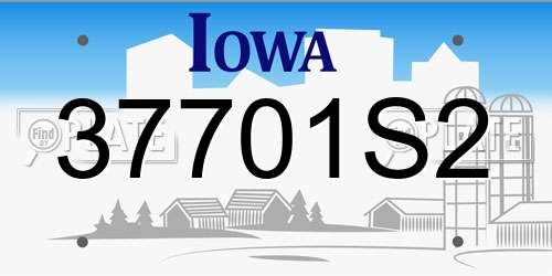37701S2 Iowa License Plate