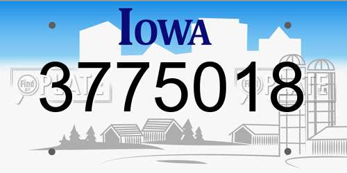 3775018 Iowa License Plate