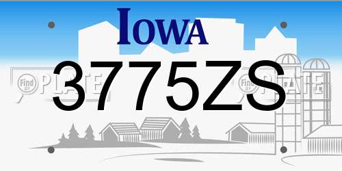 3775ZS Iowa License Plate