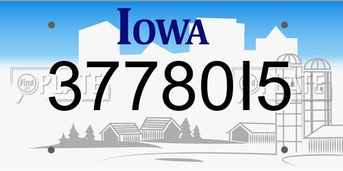 37780I5 Iowa License Plate