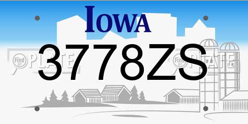 3778ZS Iowa License Plate