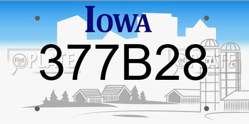 377B28 Iowa License Plate