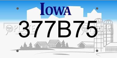 377B75 Iowa License Plate