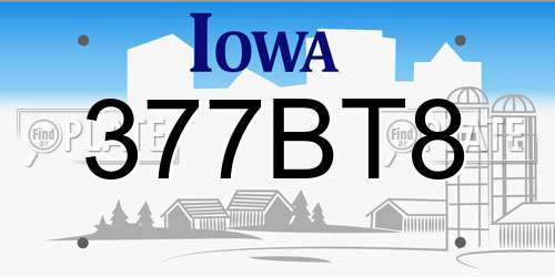 377BT8 Iowa License Plate