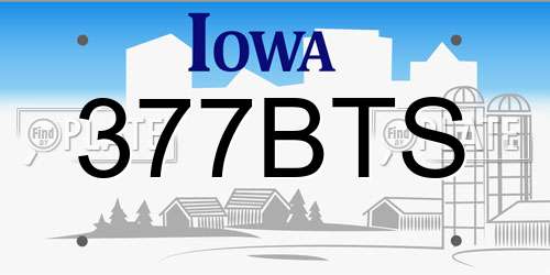 377BTS Iowa License Plate