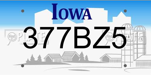 377BZ5 Iowa License Plate