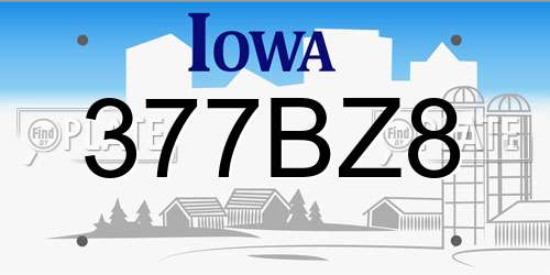 377BZ8 Iowa License Plate
