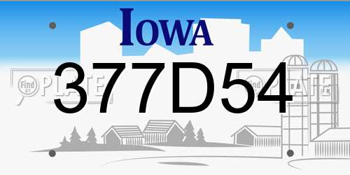377D54 Iowa License Plate