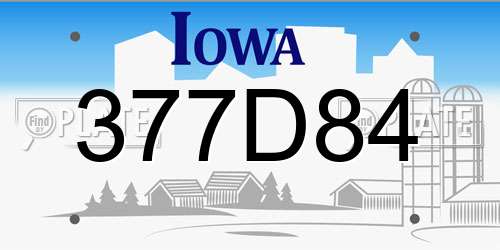 377D84 Iowa License Plate