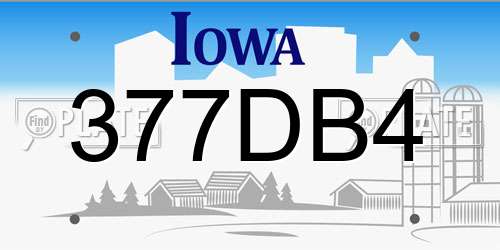 377DB4 Iowa License Plate