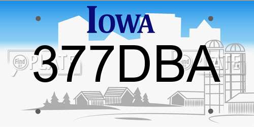 377DBA Iowa License Plate