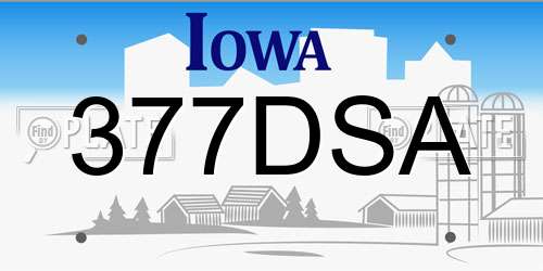 377DSA Iowa License Plate