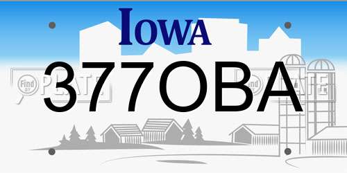377OBA Iowa License Plate