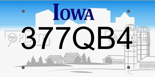 377QB4 Iowa License Plate