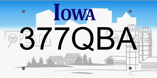 377QBA Iowa License Plate