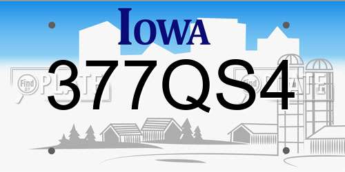 377QS4 Iowa License Plate
