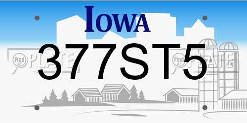 377ST5 Iowa License Plate