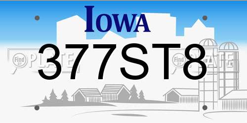 377ST8 Iowa License Plate