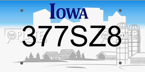 377SZ8 Iowa License Plate
