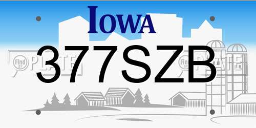 377SZB Iowa License Plate
