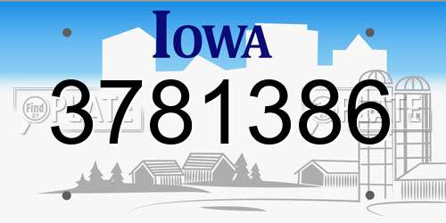3781386 Iowa License Plate