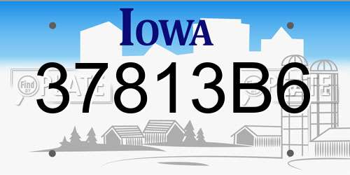 37813B6 Iowa License Plate