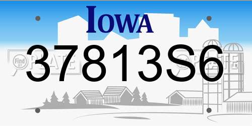 37813S6 Iowa License Plate