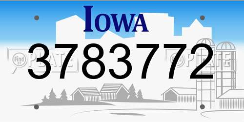 3783772 Iowa License Plate