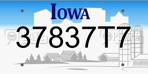 37837T7 Iowa License Plate