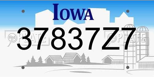 37837Z7 Iowa License Plate