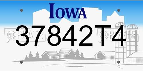 37842T4 Iowa License Plate
