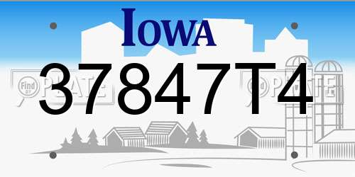 37847T4 Iowa License Plate