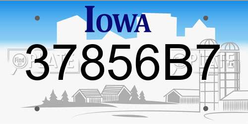 37856B7 Iowa License Plate