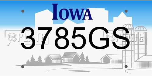 3785GS Iowa License Plate