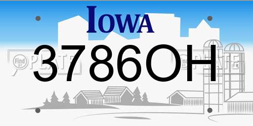 3786OH Iowa License Plate