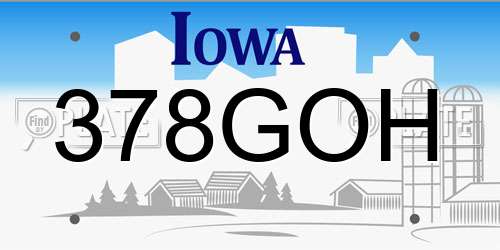 378GOH Iowa License Plate