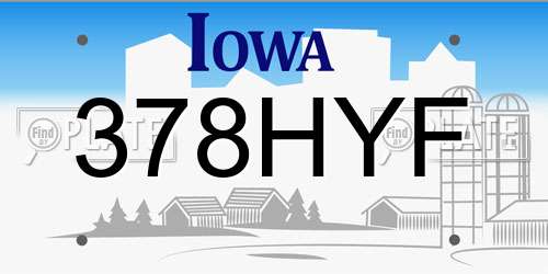 378HYF Iowa License Plate