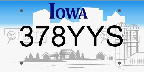378YYS Iowa License Plate