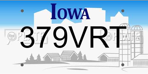 379VRT Iowa License Plate