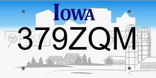 379ZQM Iowa License Plate