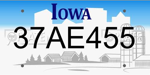 37AE455 Iowa License Plate