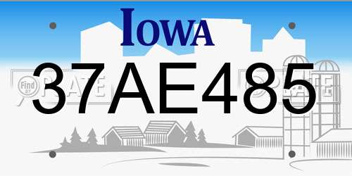 37AE485 Iowa License Plate