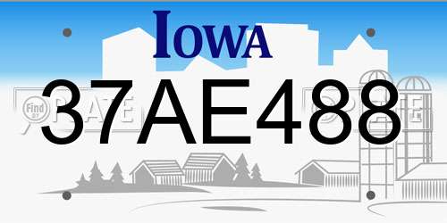 37AE488 Iowa License Plate