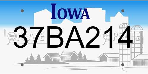 37BA214 Iowa License Plate