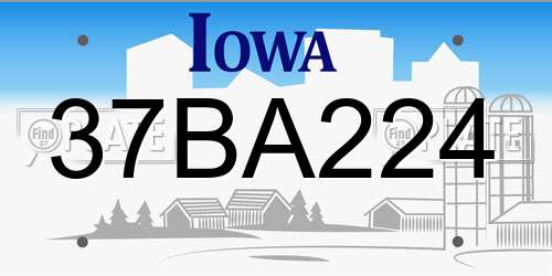 37BA224 Iowa License Plate