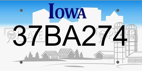 37BA274 Iowa License Plate